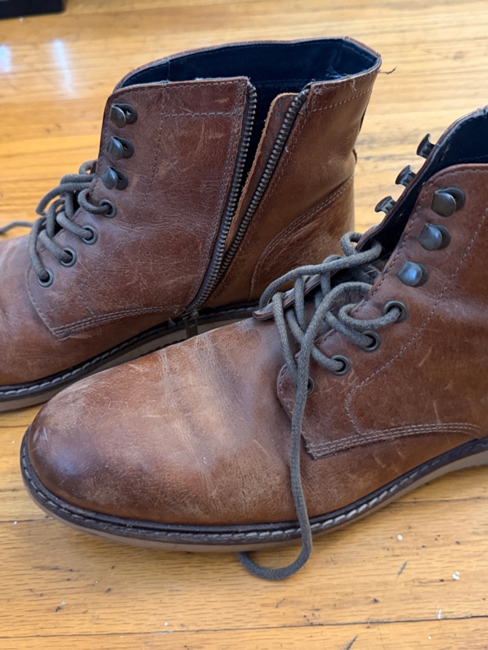 Crown Vintage Brown Leather Chukka Boots with Side Zip